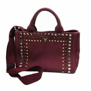 Prada Canapa Handbag Amaranth Purple Studded Canvas